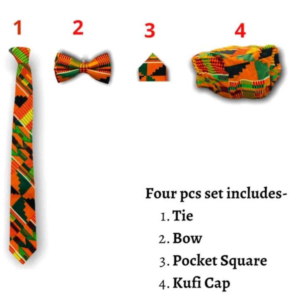 kente print tie bow sets